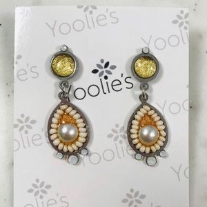 Neutral Cream Seed Bead Yoolies Earrings,NWT